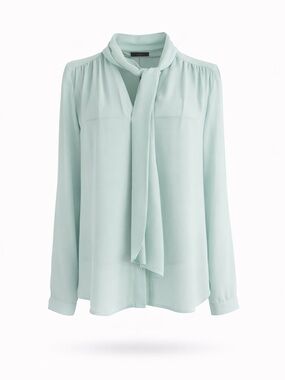 Halogen (Nordstrom) Tie-Neck Long Sleeve Blouse - Mint Green Sz XS
